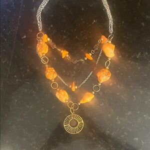 Orange and Gold Layered Necklace